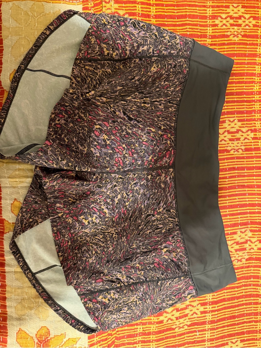 Lululemon Women's Active Running Shorts in Multicolor Print with Black Waistband